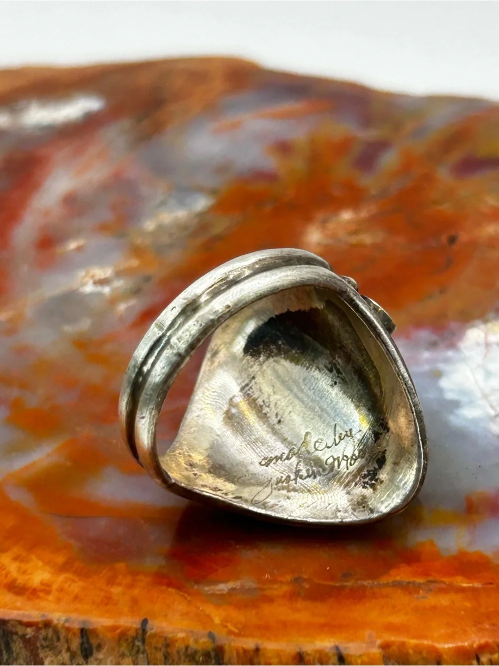 Mens Sterling Silver Turquoise Ring - Size 11.5